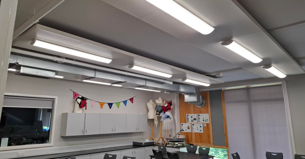 LED lighting in DT fabrics room at Northampton Academy
