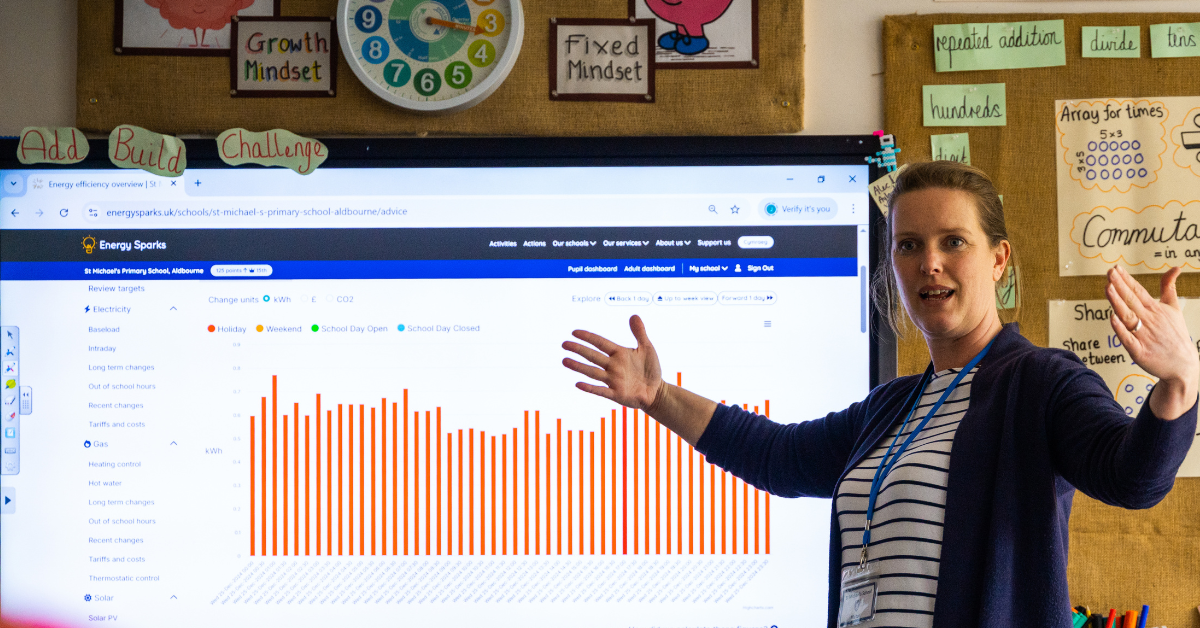Nicola Webb helps school understand their energy use charts.
